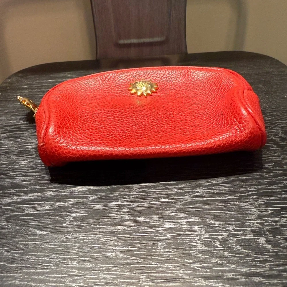 Christian Lacroix Red Cosmetic Bag with Gold Accents